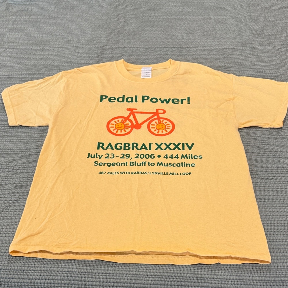 Yellow RAGBRAI XXXIV size Large Tshirt